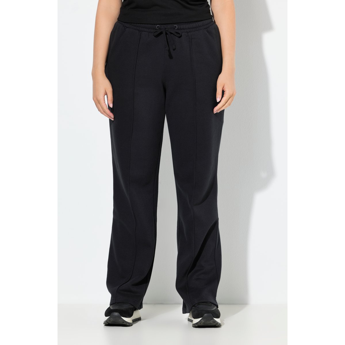 Pantalon de jogging large à taille élastique noir, ULLA POPKEN