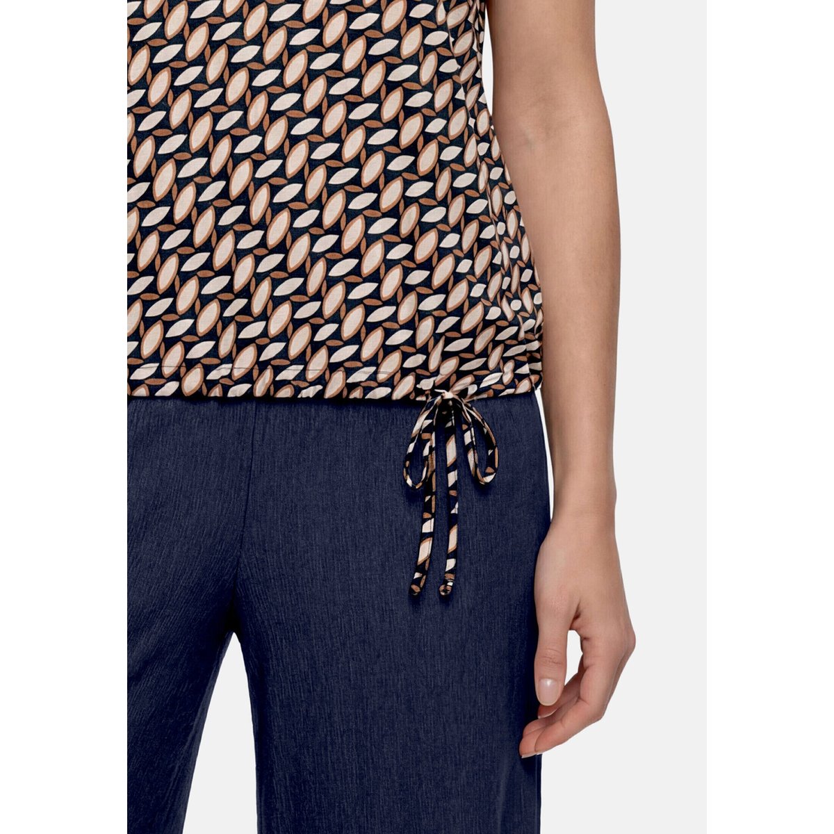 Haut imprimé à encolure en v dark blue/brown, BETTY BARCLAY