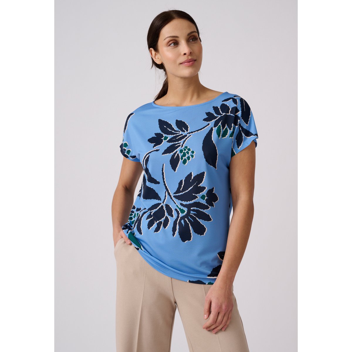 T-shirt en maille crêpe bleu, DAMART