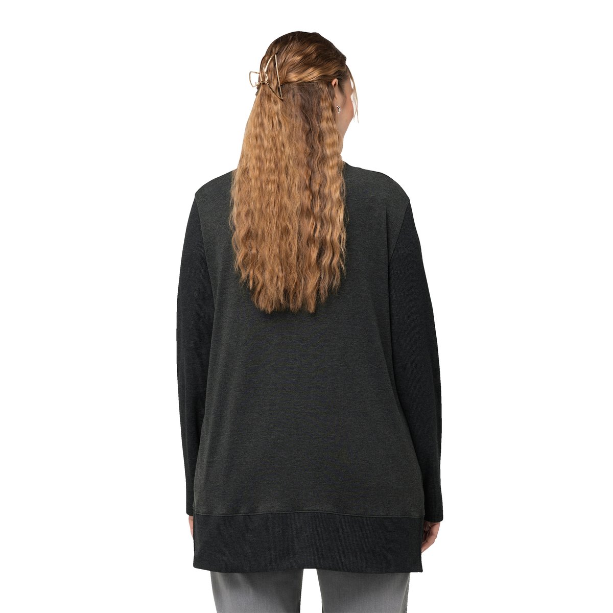 Veste en molleton, texture gaufrée noir, ULLA POPKEN