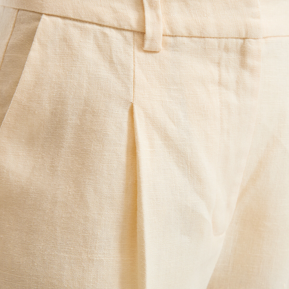 Pantalon cigarette à pinces en lin jaune pastel, LA REDOUTE COLLECTIONS