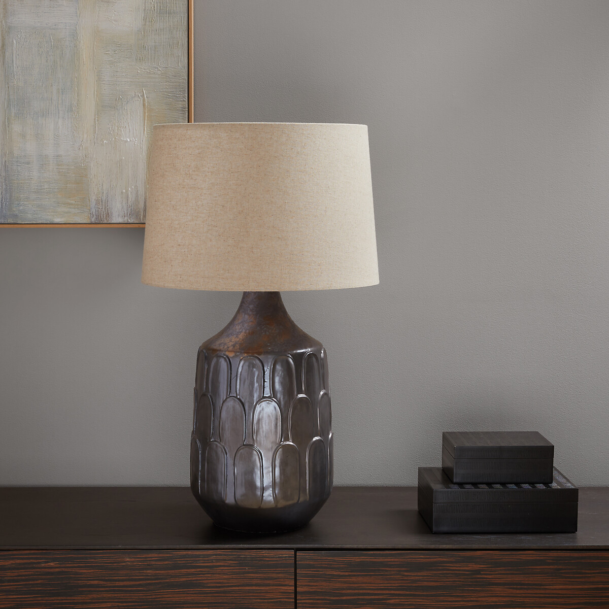 Lampe à poser, en céramique et lin, Synn bronze, AM.PM