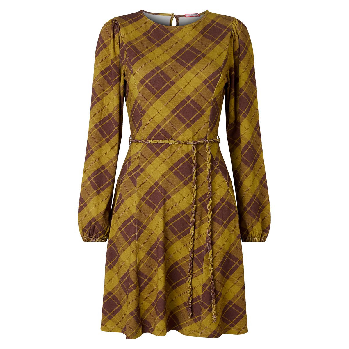 Robe Courte en Jersey à Carreaux Tradition marron, JOE BROWNS