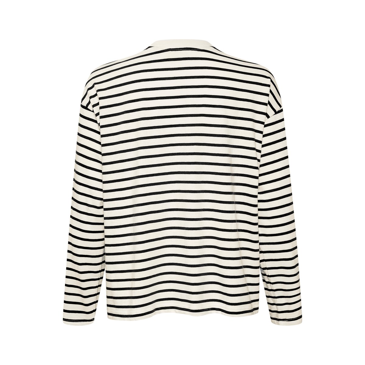 T-shirt à manches longues blanc antique white black stripe, KAFFE