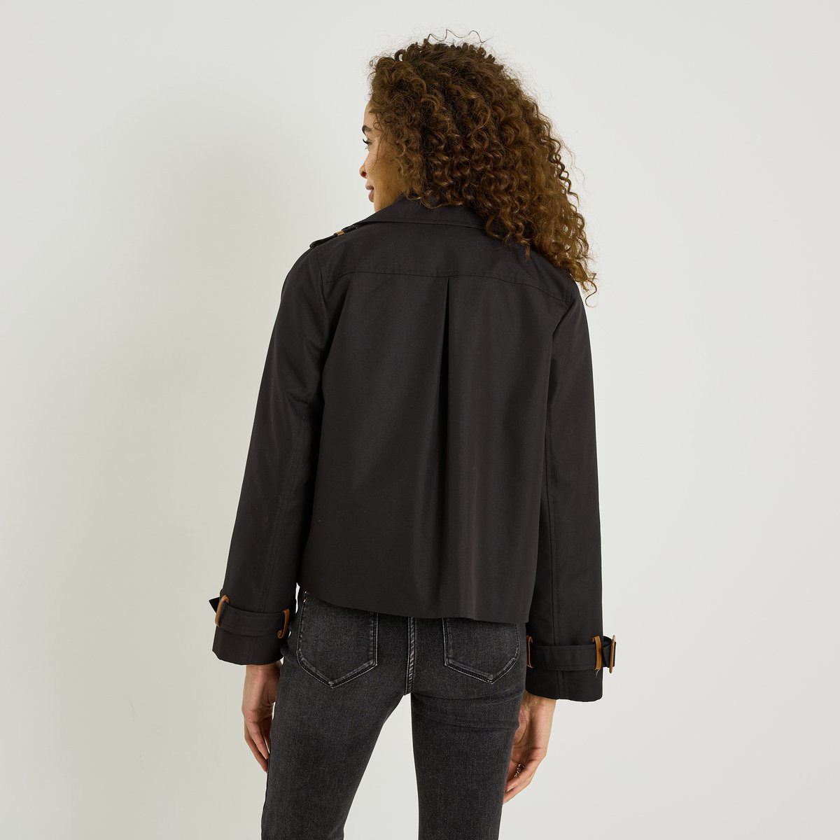 Trench court double boutonnage noir, GRAIN DE MALICE