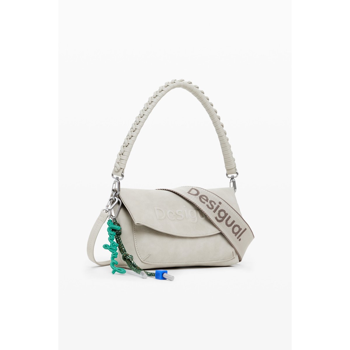 Sac à rabat logo 3D moyen marron, DESIGUAL