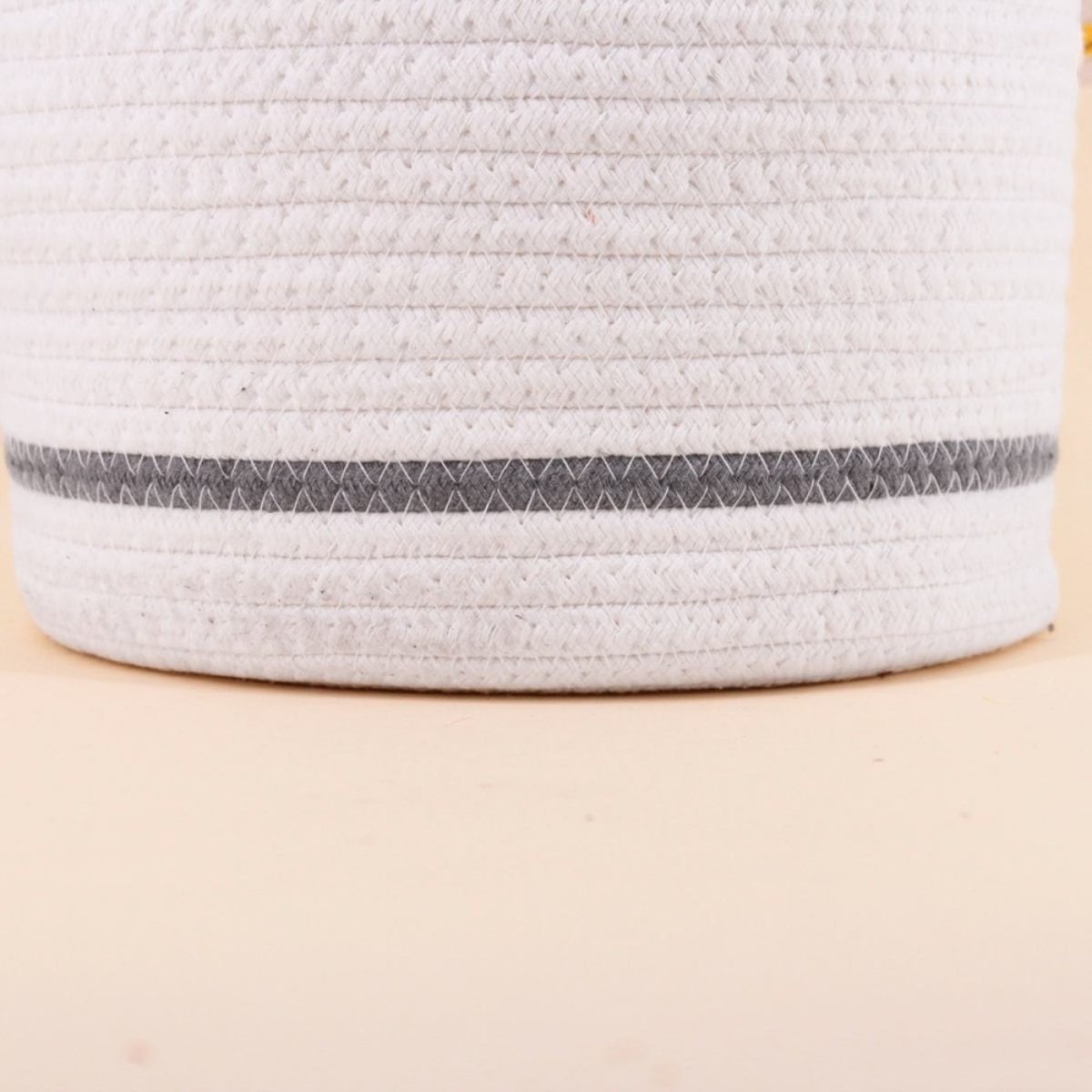 Lot de 3 paniers ronds en corde détail blanc, AZAO