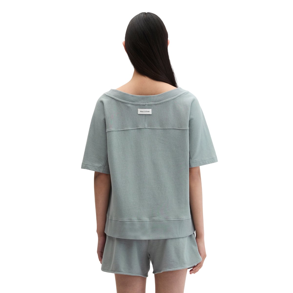 Sweat-shirt à manches courtes regular en coton bio régénéré gris, MARC O'POLO