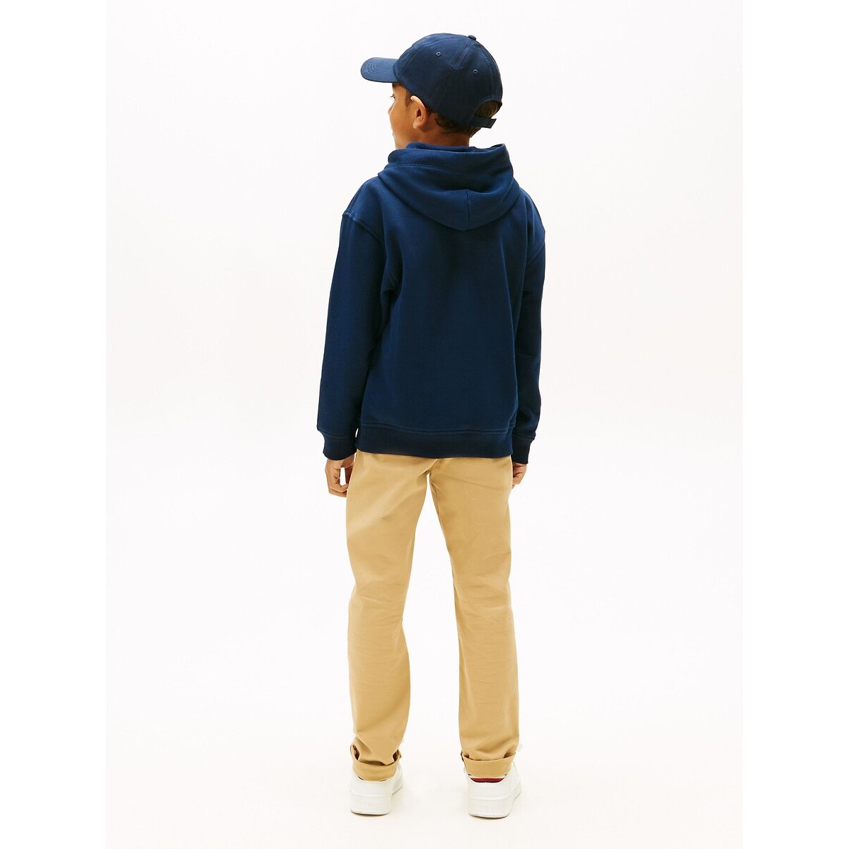 Sweat com capuz, em moletão marinho, TOMMY HILFIGER