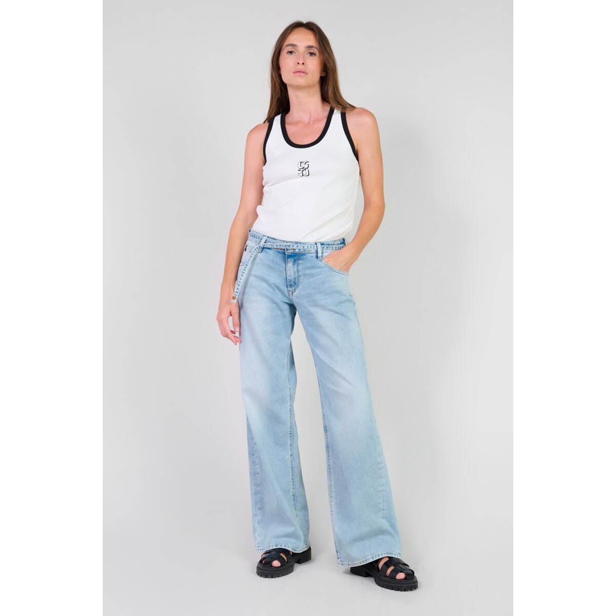 Jeans loose, large wide leg , longueur 34 blue, LE TEMPS DES CERISES