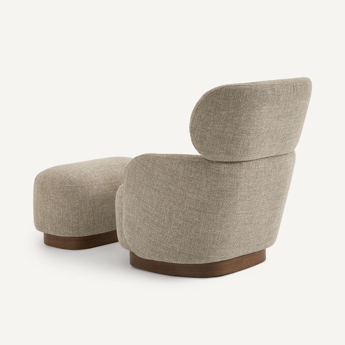 Sillón giratorio con reposapiés, en tela jaspeada y chapa de nogal, JESPER marrón glacé, AM.PM