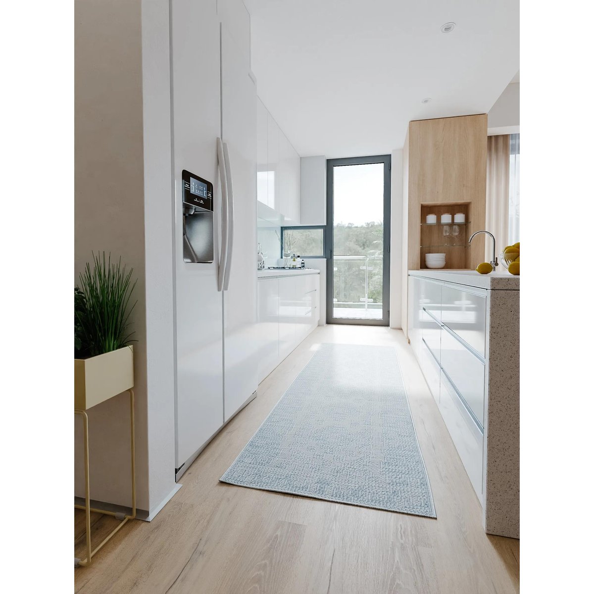 Tapis de couloir d'extérieur & intérieur BRONCO bleu, BENUTA 