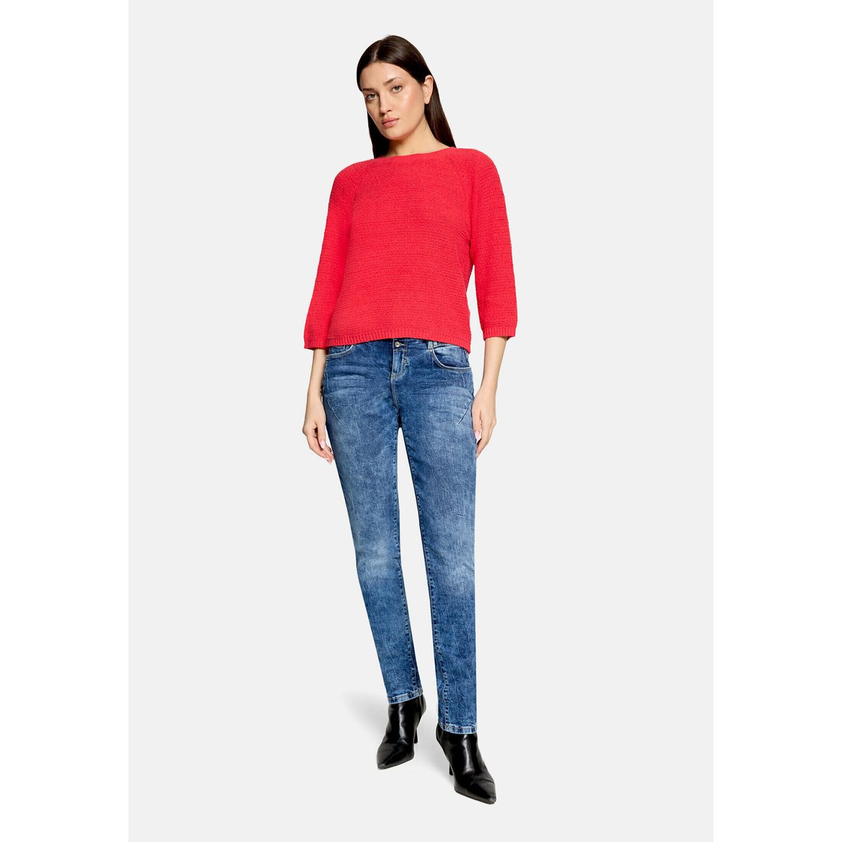 Pull-over en maille à encolure ronde rouge, CARTOON