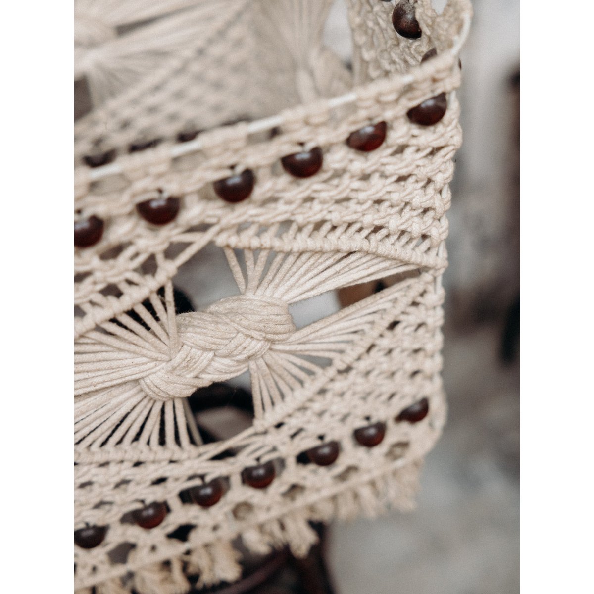 Lampe à poser en macramé Julia N°380 - Bon état noir, DEBONGOUT