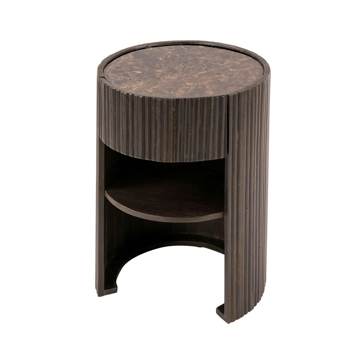 Table de chevet vintage céramique marbrée 1 tiroir YANG marron, PIER IMPORT
