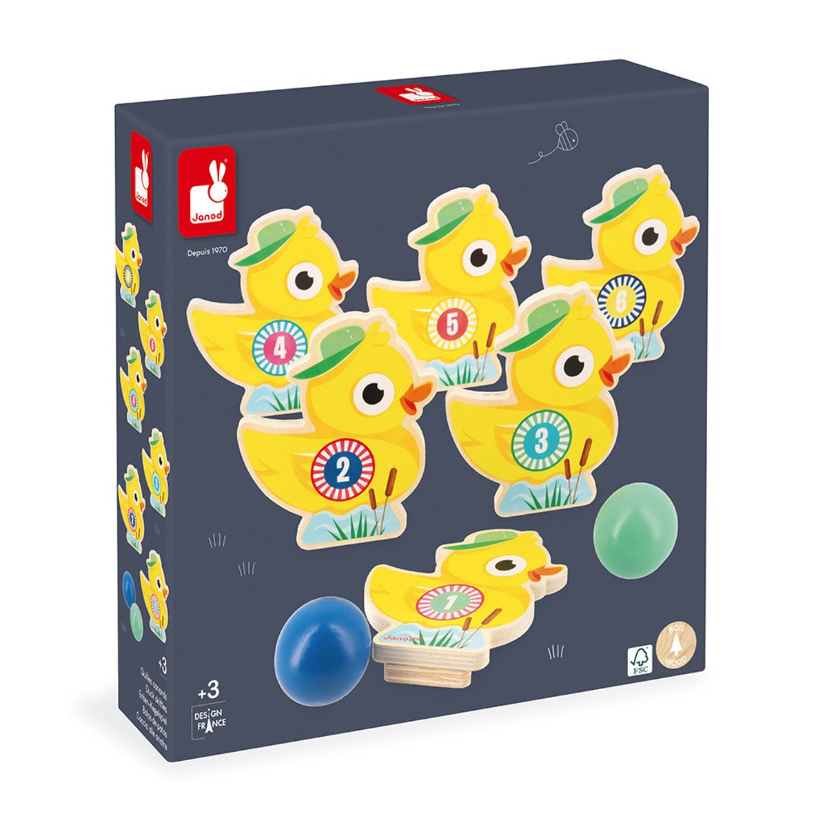Jeu De Quilles En Bois, Jeu D'adresse multicolore, JANOD