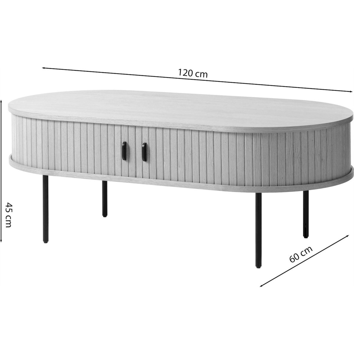 Table basse ovale cannelée bois GATIVEL chêne, RECOLLECTION
