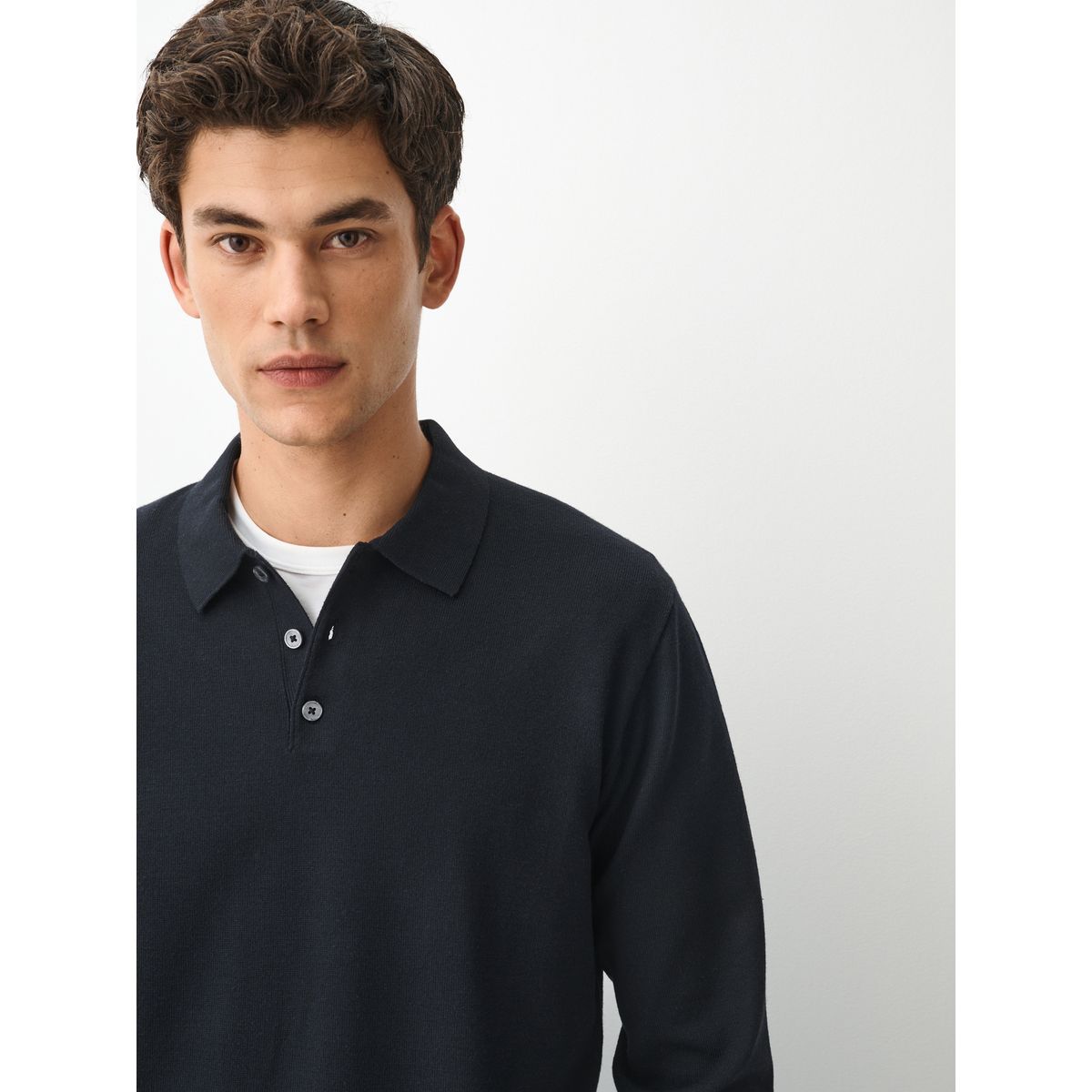 Polo en maille essential bleu marine, NEXT