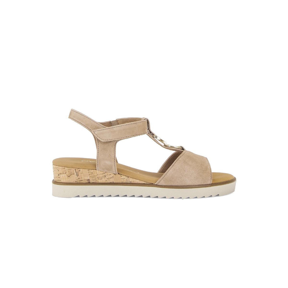 Sandales en cuir à talon compensé beige, GABOR