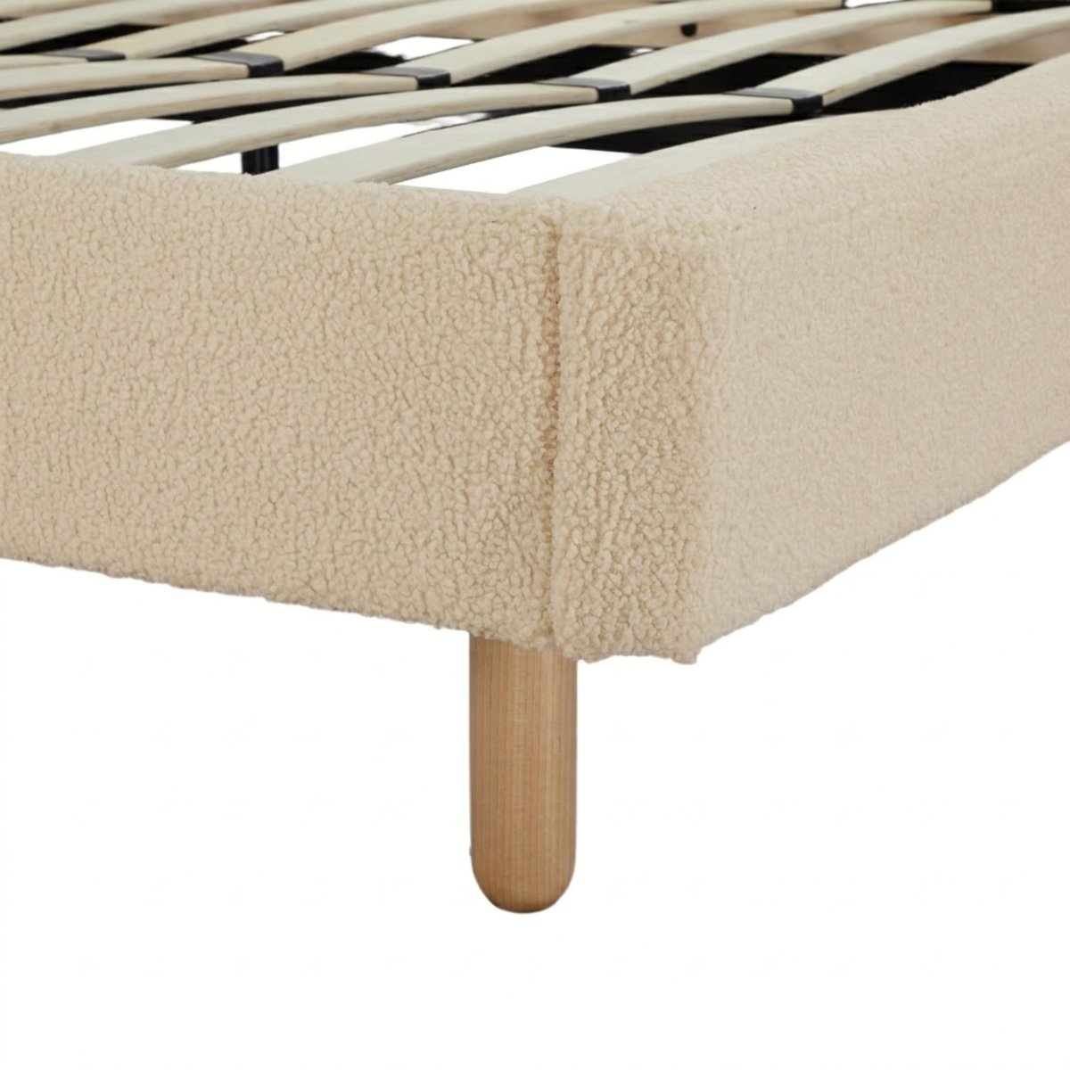 Sommier kit bouclette en tissu sherpa 13 lattes ivoire, TERRE DE NUIT