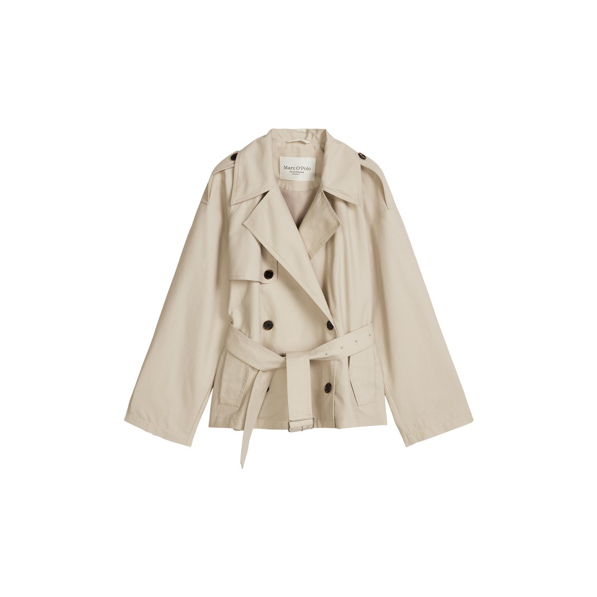 Veste trench régulière en mélange de coton organique et de lyocell gris clair, MARC O'POLO