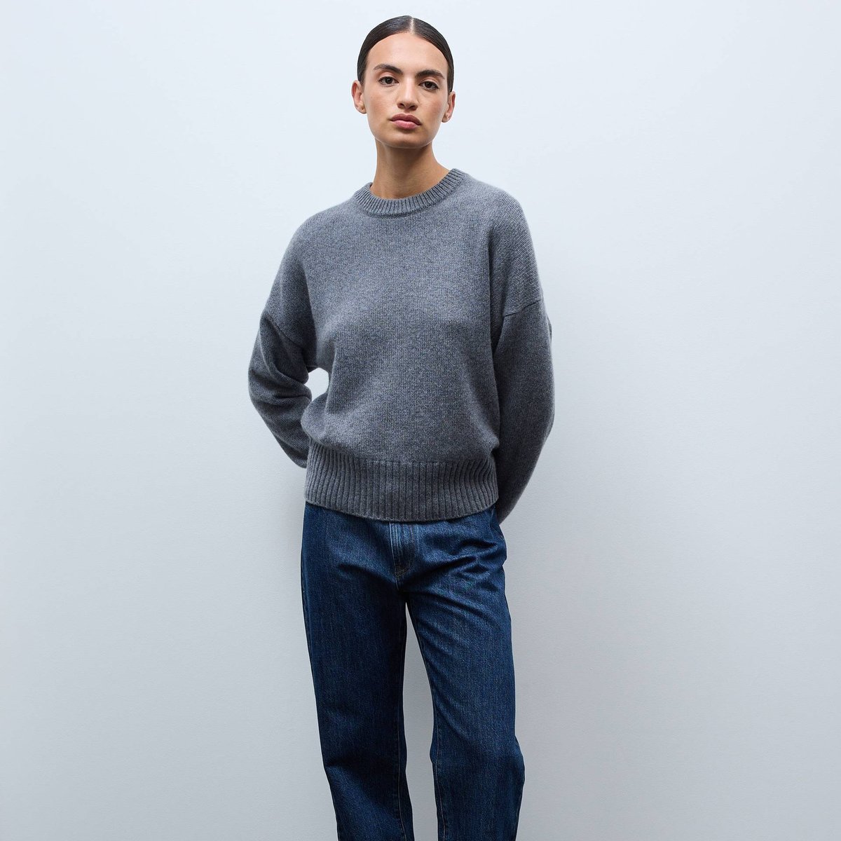 Jean droit élargi taille descendue stone denim, MONOPRIX