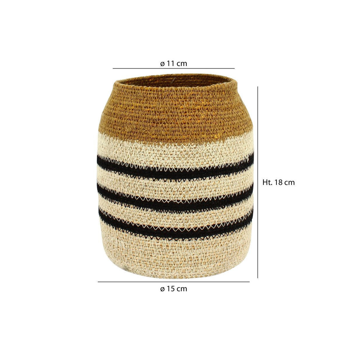 Panier en jonc de mer naturel marron-naturel-noir, NOW'S HOME