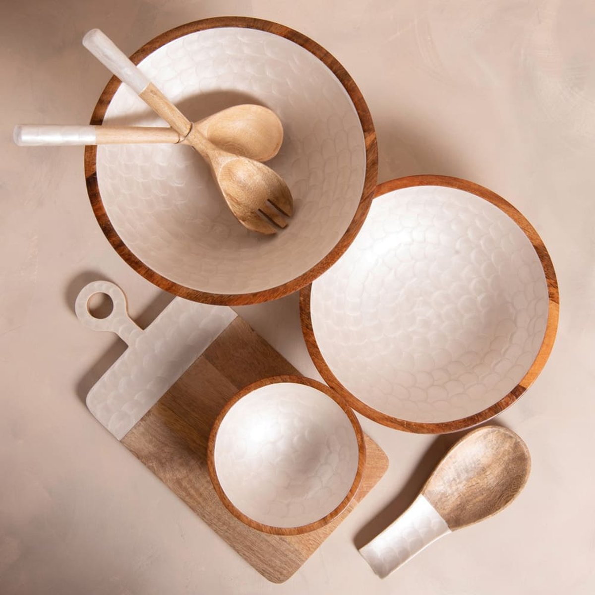 Saladier Venus en manguier 30 cm - VENUS blanc, TABLE PASSION