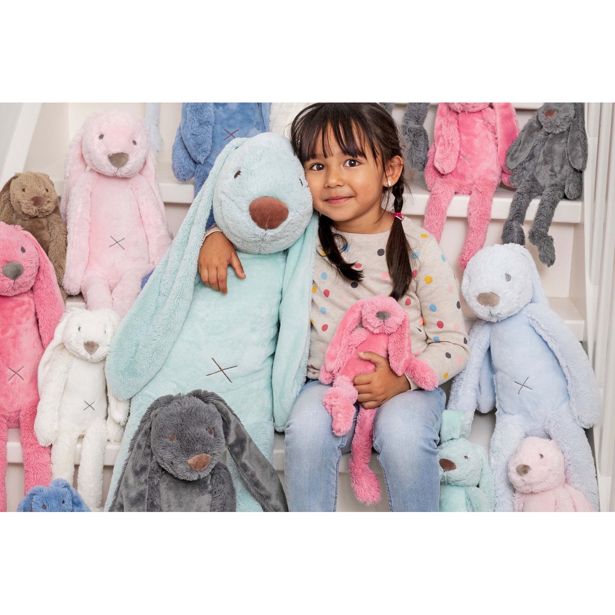 Peluche Lapin Richie 38 cm rose, HAPPY HORSE