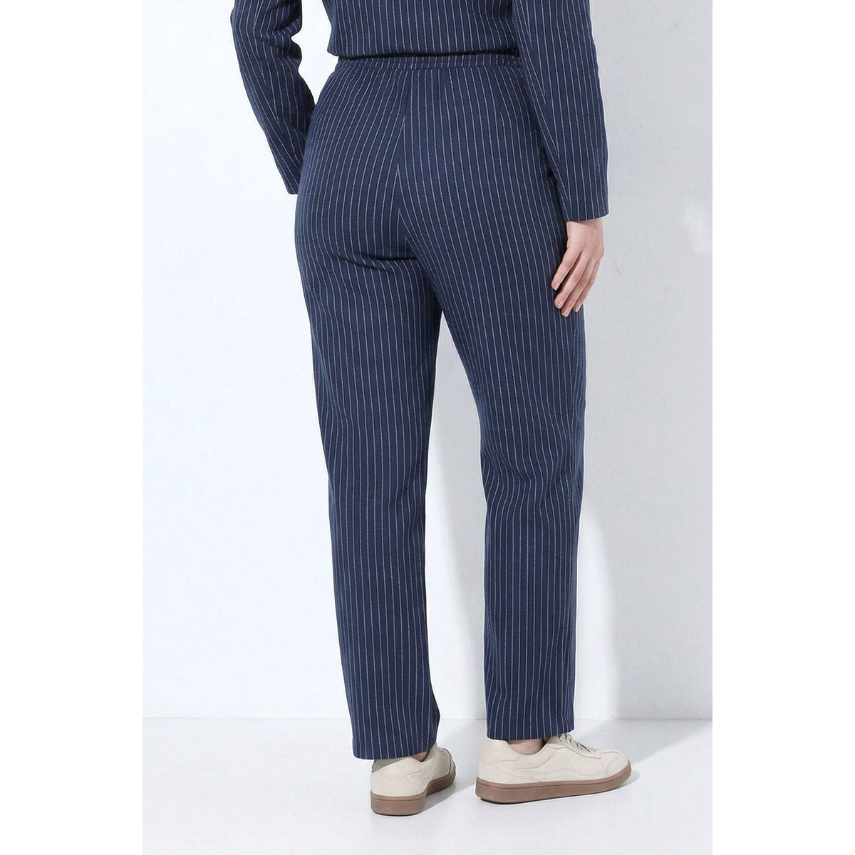 Pantalon Rose en molleton, fines rayures marine, ULLA POPKEN