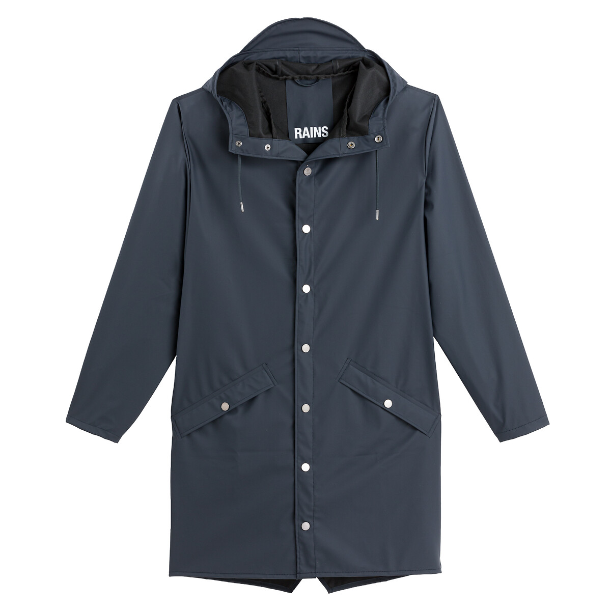 Veste zippée imperméable à capuche unisexe bleu marine, RAINS