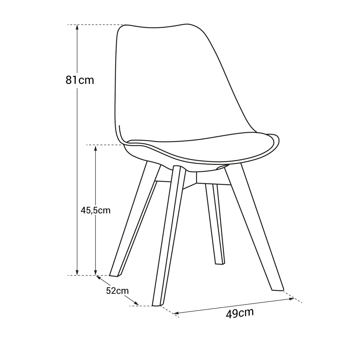 Lot de 2 chaises scandinaves, NORA blanc, naturel, HAPPY GARDEN