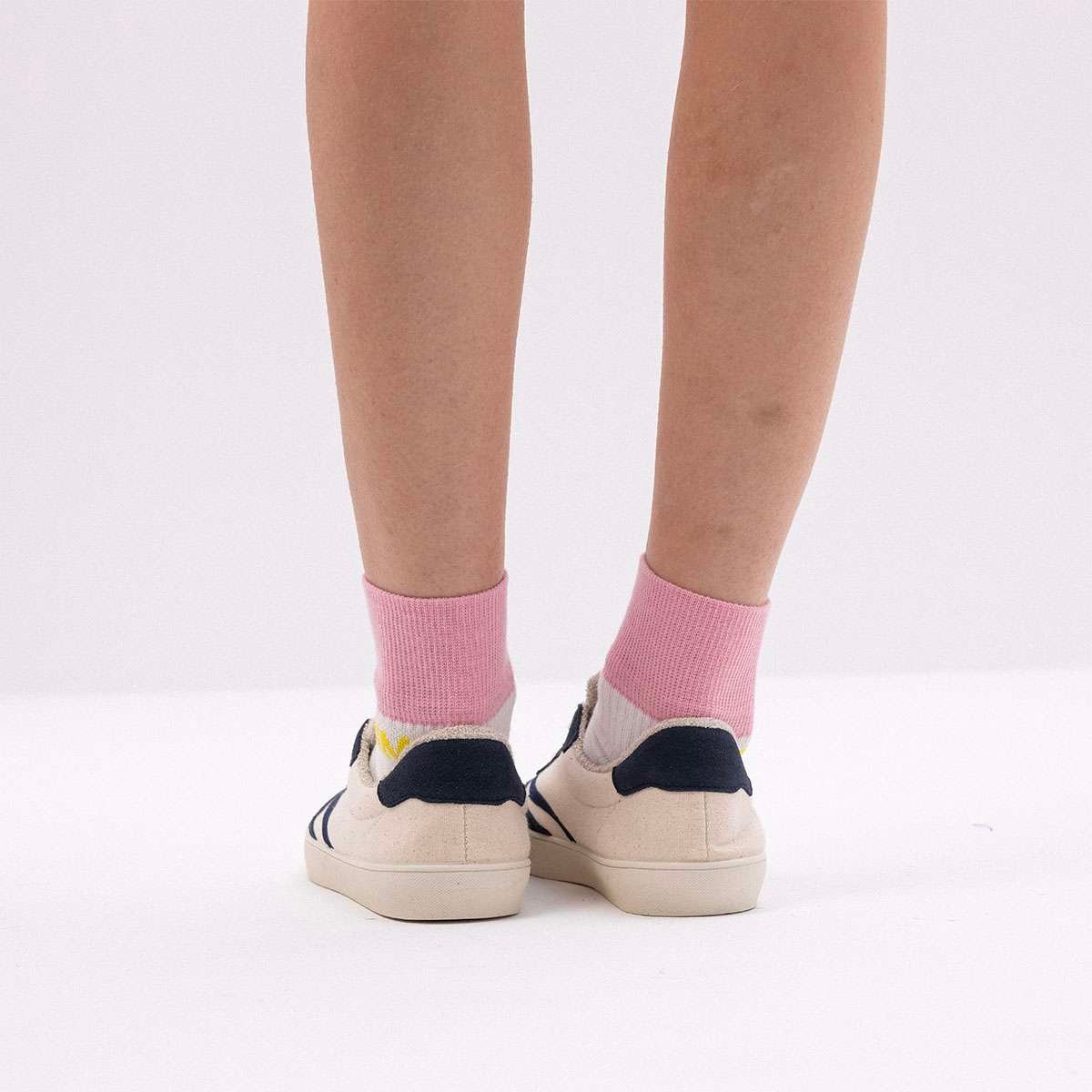 Basket rétro en cuir bovin et colon recyclé blanc, BENSIMON