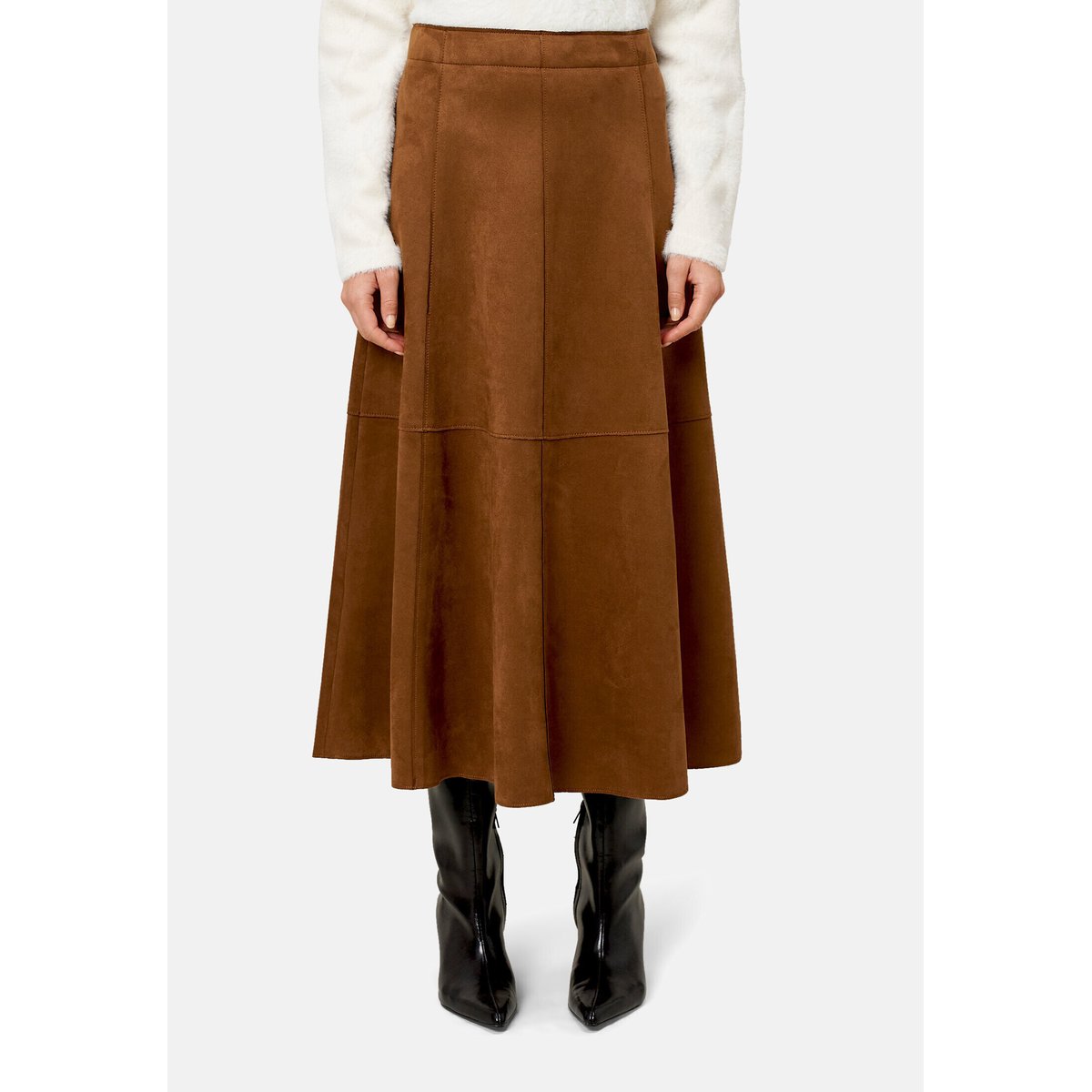 Jupe midi in velourlederoptik bright tobacco, ZERO