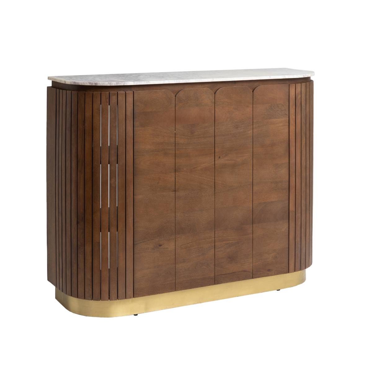 Bar en bois de manguier et marbre blanc SIENNE bois foncé, MADE IN MEUBLES