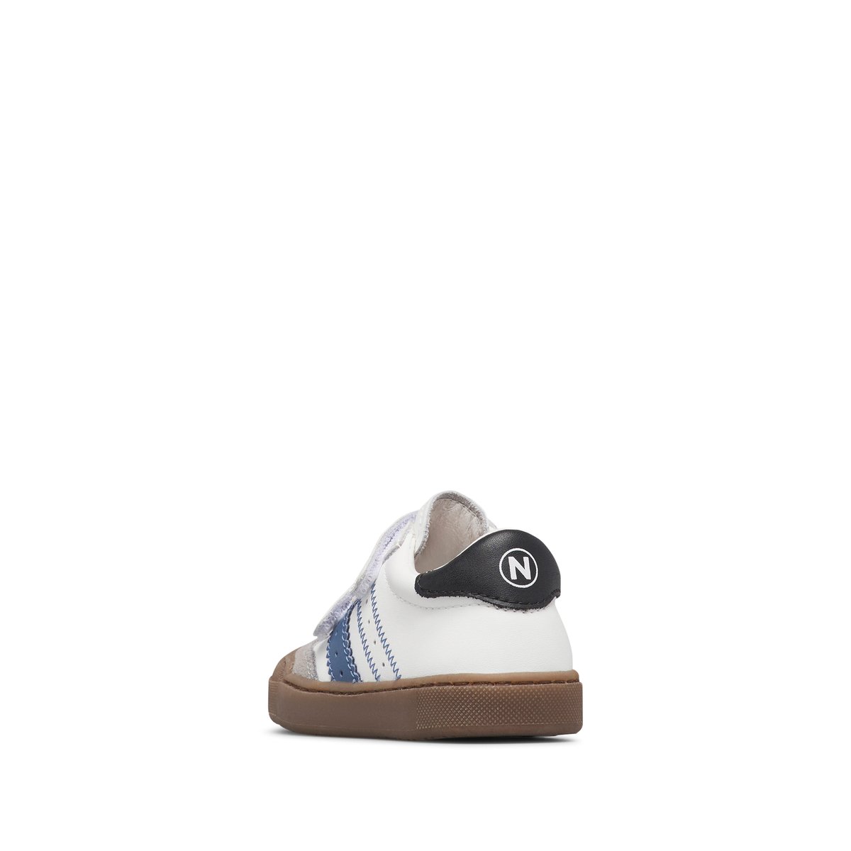 Sneakers en cuir et velours RIBY VL. blanc-gris-bleu, NATURINO