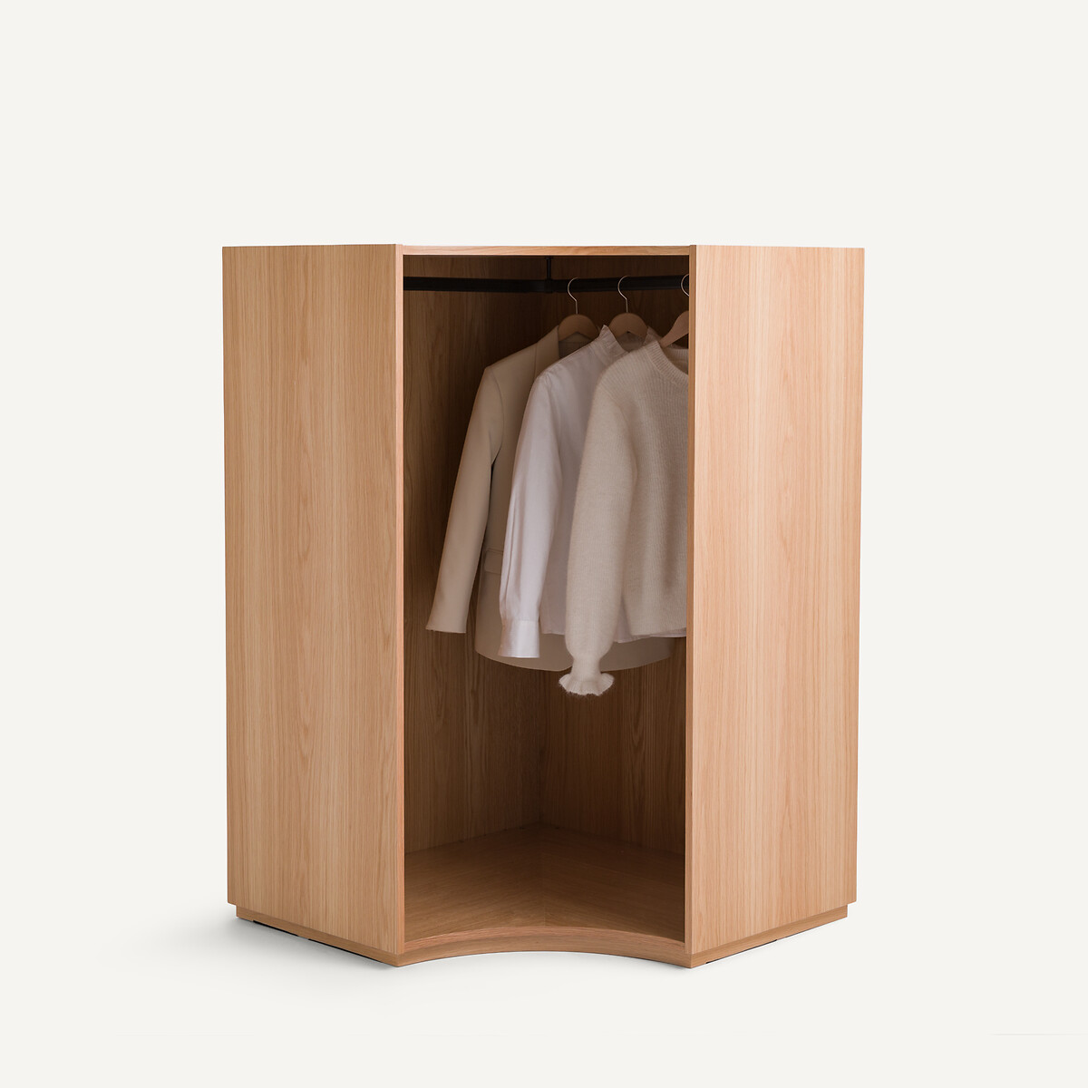 Élément penderie d'angle, pour dressing modulable, en plaqué chêne, EVORIA naturel, AM.PM