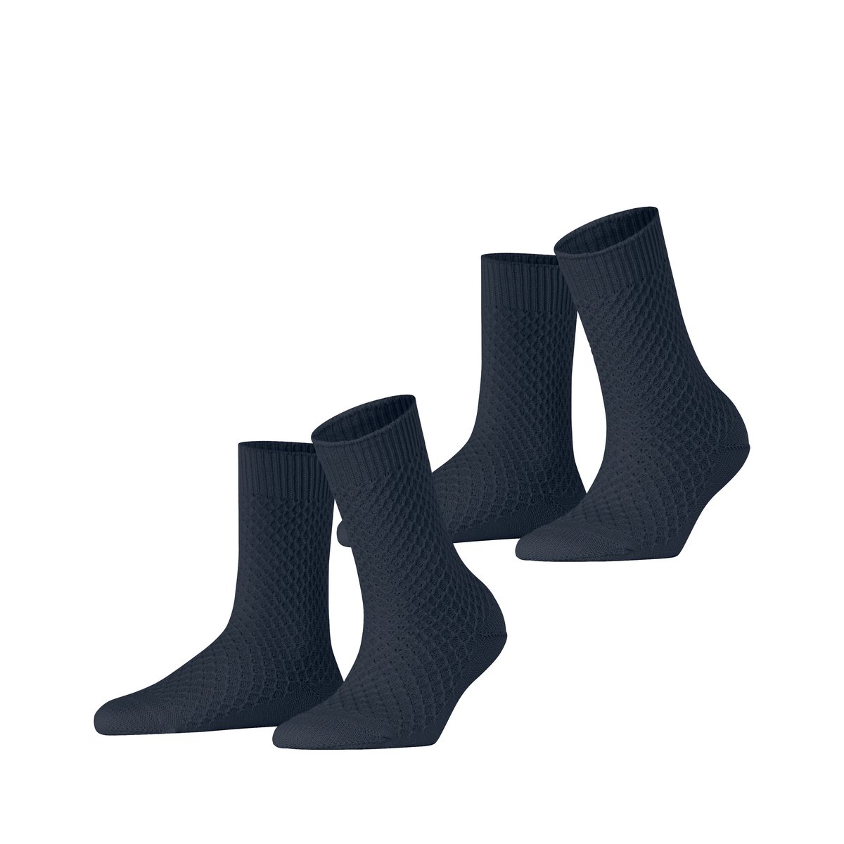 Chaussettes Diamond Knit 2-Pack Opaque space bleu, ESPRIT