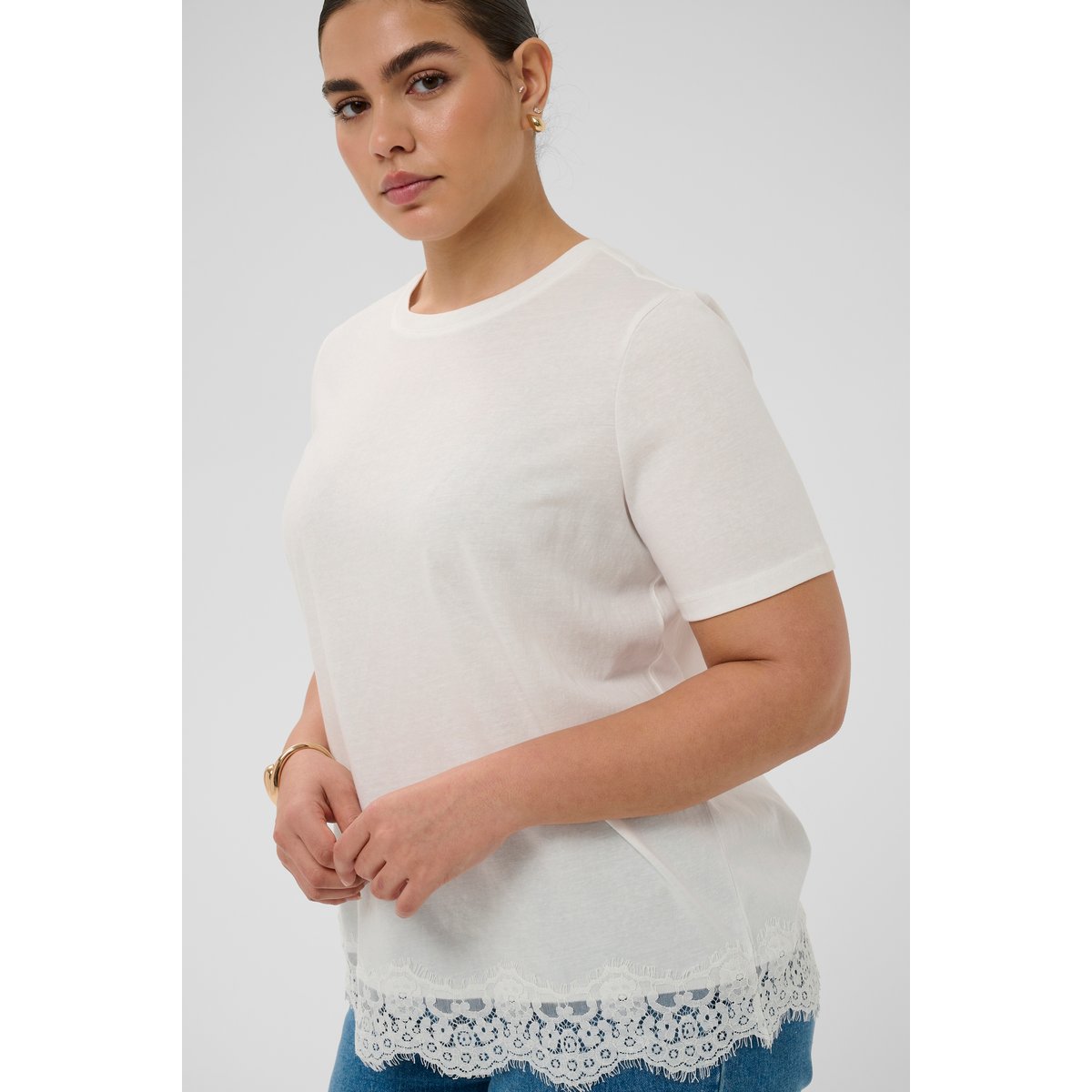 T-shirt blanc chalk, KAFFE CURVE