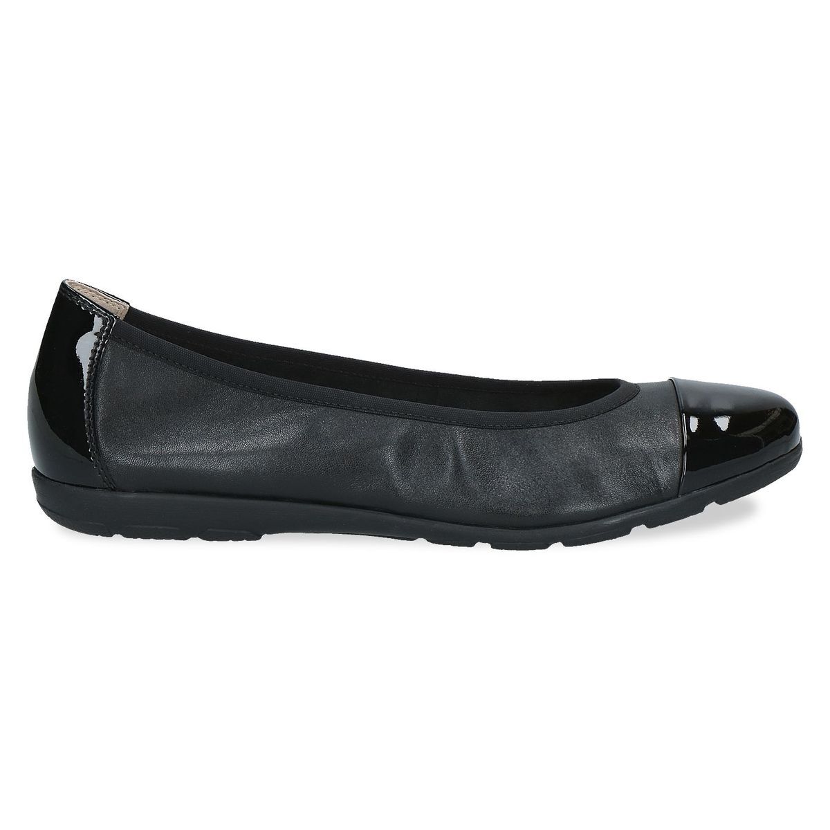 Ballerine en cuir noir zèbre, CAPRICE