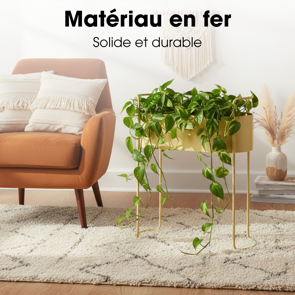 Jardinière sur pieds MORITZ beige, MICA DECORATIONS