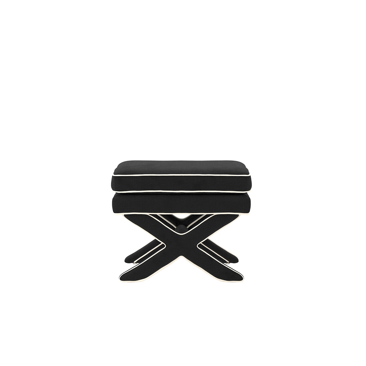 Rhett Pillow-Top Velvet Upholstered Low Stool black, ÉDITÉ