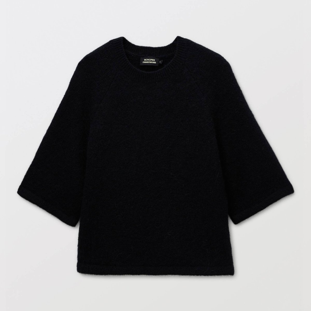 Pull manches coudes contenant de l'alpaga marine, MONOPRIX