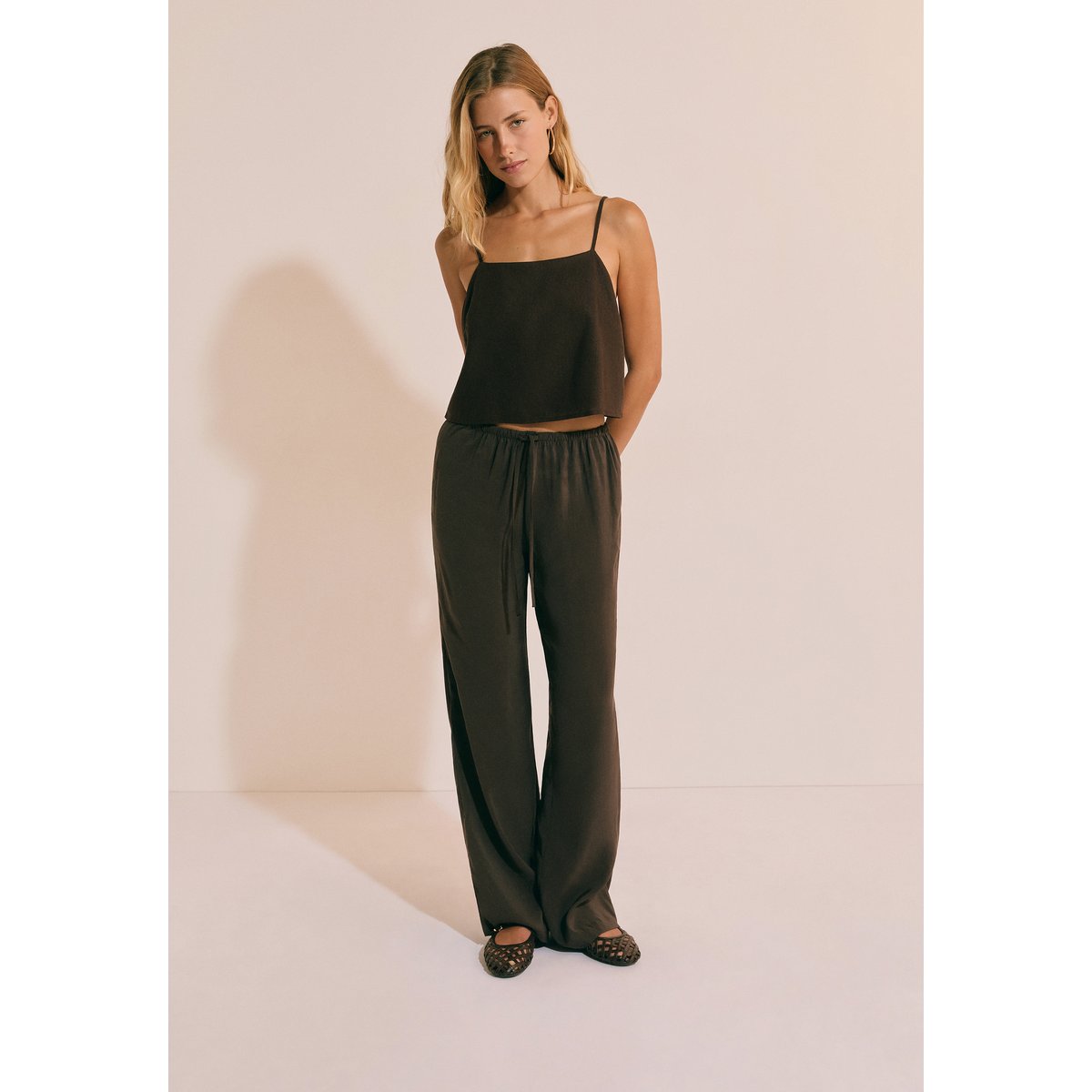 Pantalon fluide élastiqué PIETRO marron, ETAM