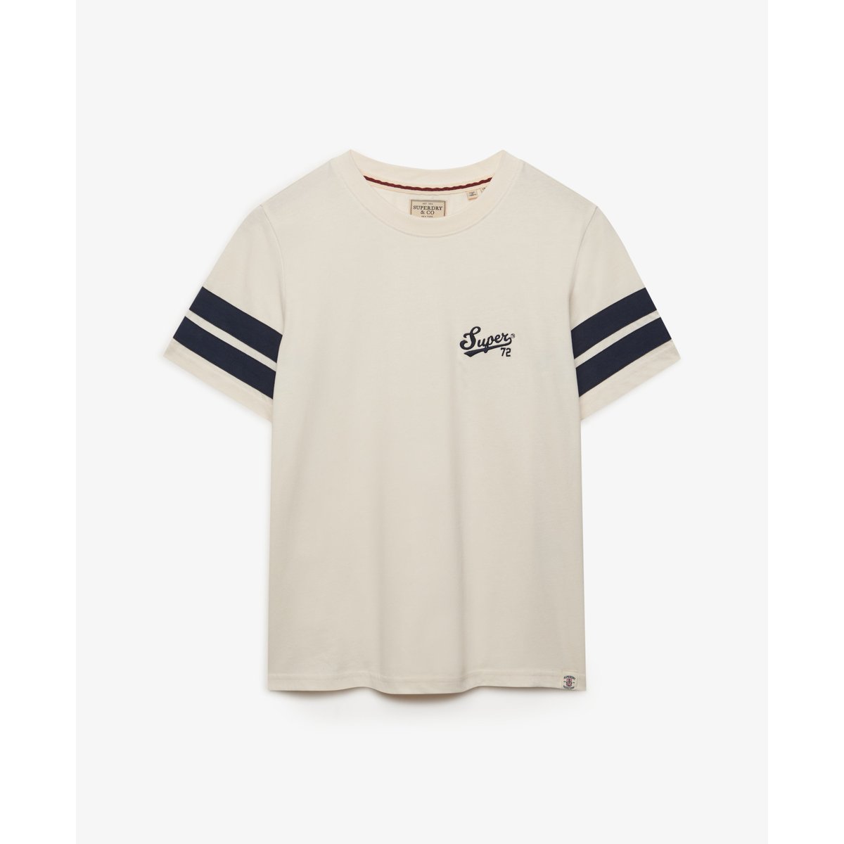 T-shirt Varsity Script Stripe Coupe Décontractée crème d’huître, SUPERDRY