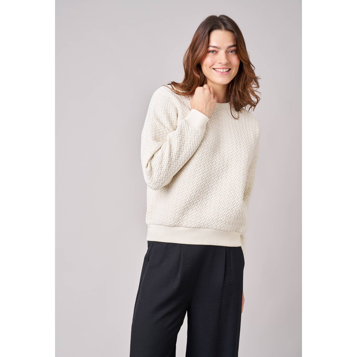 Sweat regular femme molletonné SALMA off white, DEELUXE