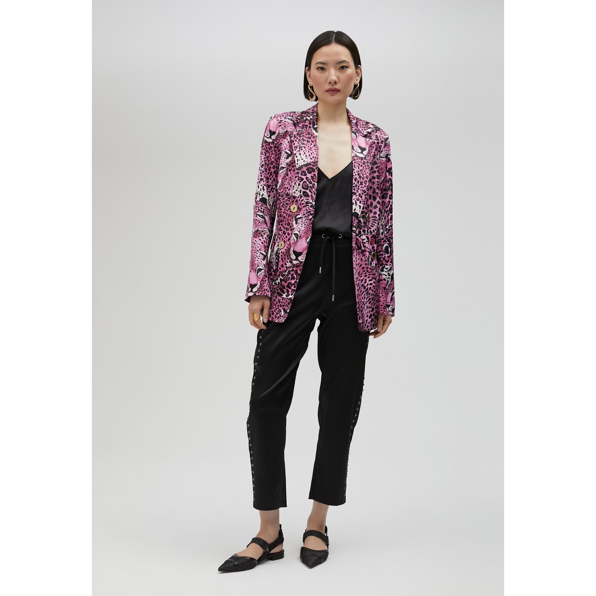 Blazer en satin imprimé léopard léopard, LOLA CASADEMUNT