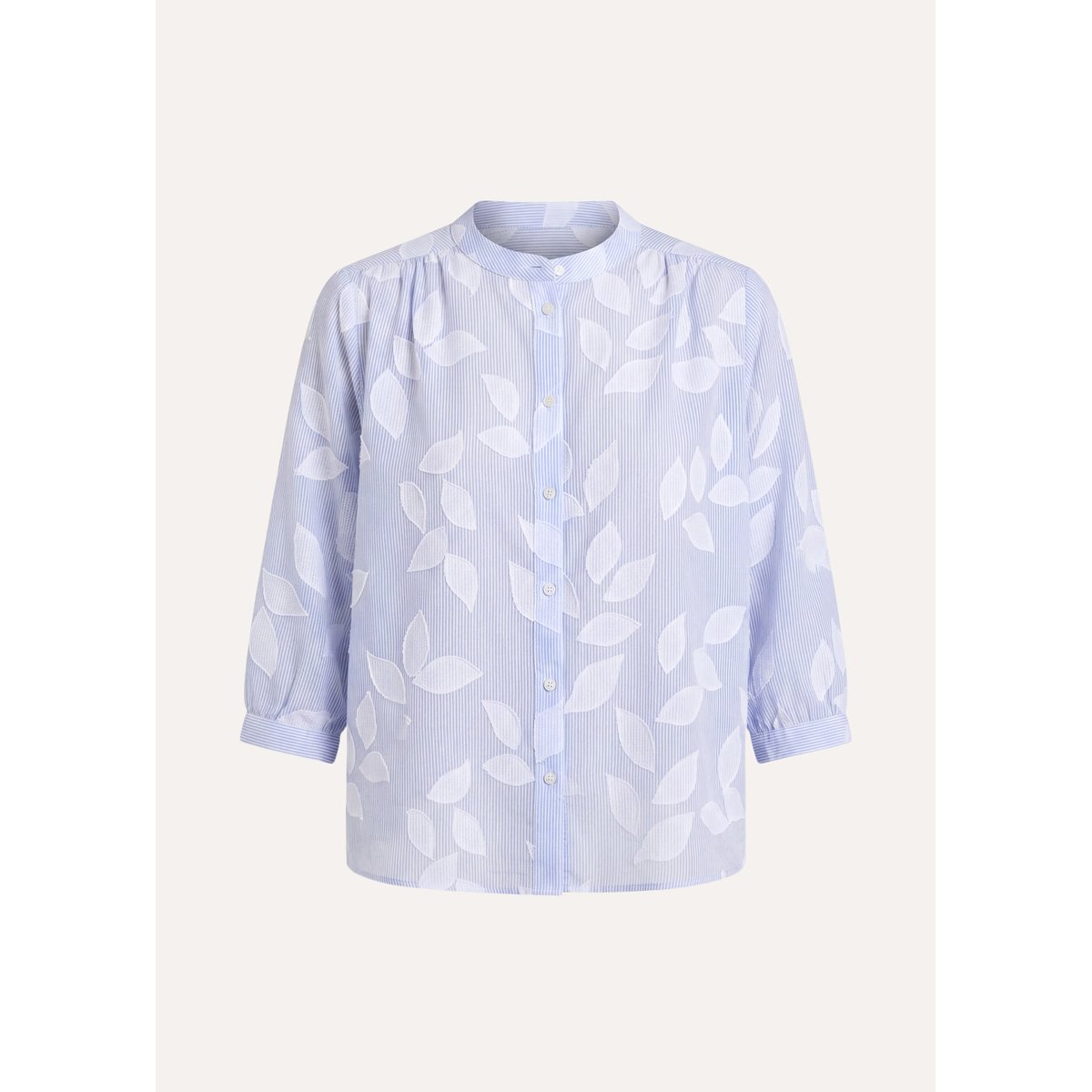 Chemisier en coton fleuri manches 3/4 bleu ciel, LA FEE MARABOUTEE