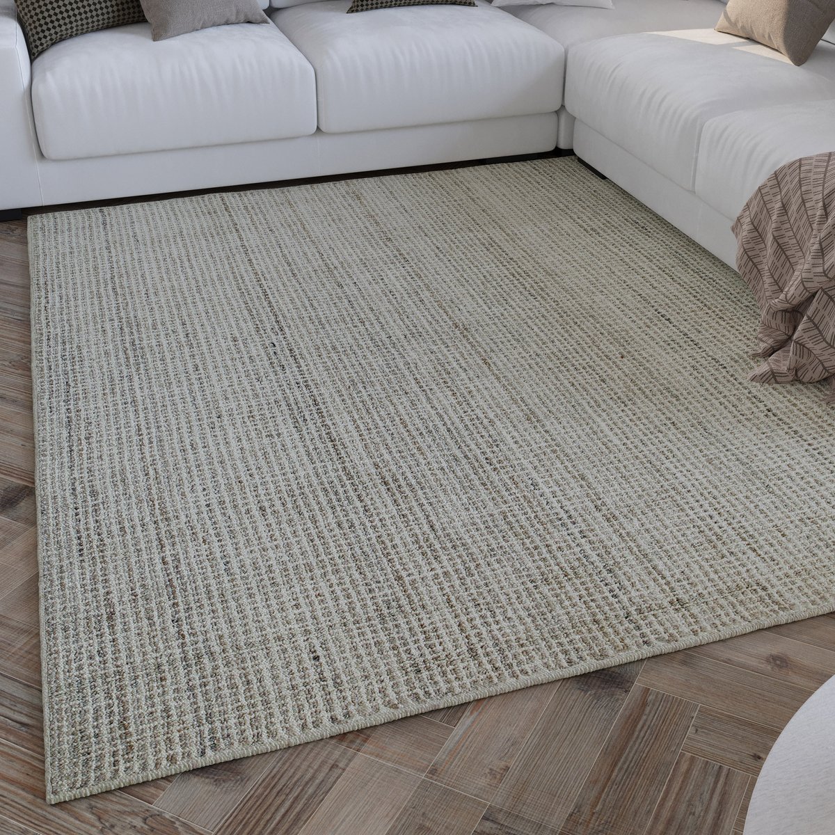Tapis minimaliste à maille fine ,  Hamptons FOURTEEN greige chiné, WECON HOME