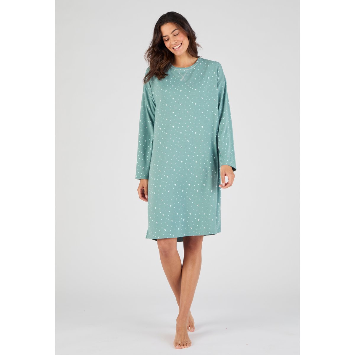 Chemise de nuit thermolactyl vert imp., DAMART